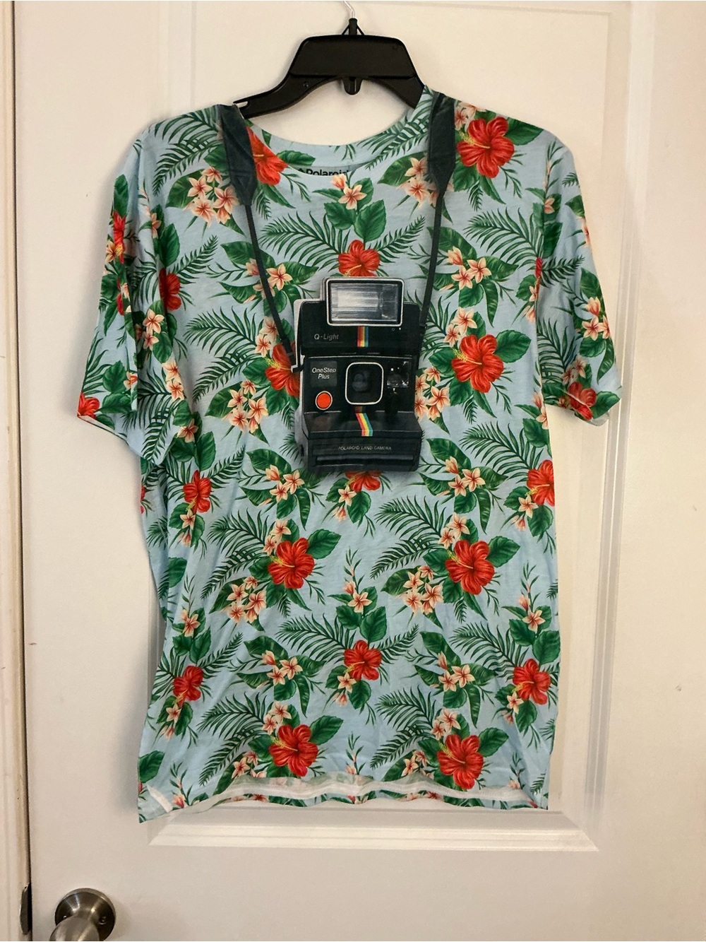 Polaroid Tropical Floral OneStep Camera Graphic Tee Size M